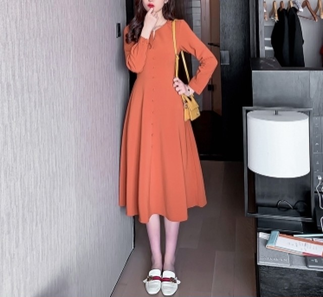 シンプルワンピース長袖 Kazzu