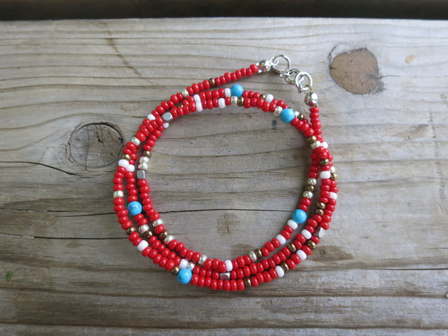 ネイティブカラー ビーズネックレス 3mm 細ビーズ Gemini By Tknn