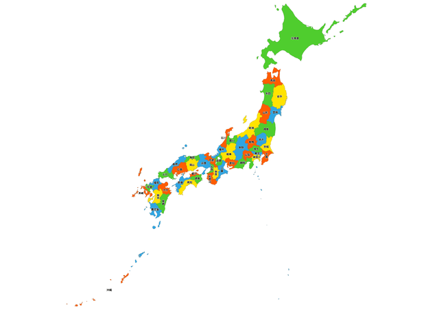 日本全図 都道府県 形状 イラストレータデータ Eps 日本語 英語表記 地図素材をダウンロードにて販売するお店 今八商店