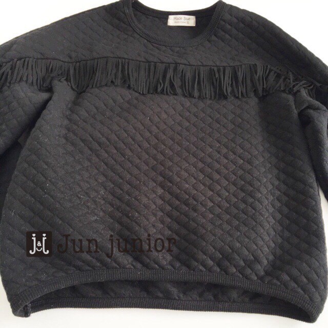 ウエスタン風黒トレーナー 子供服 ジュニア服 男女兼用 色違い白1cm 130cm 140cm Junjunior