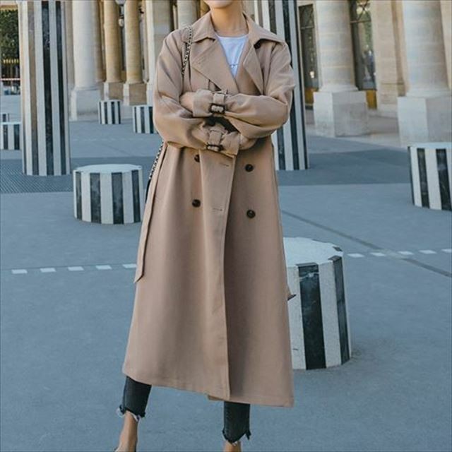 コート ロング トレンチコート 膝下丈 ラグランスリーブ フォーマル オフィス きれいめ カジュアル トレンド 売れ筋 春 Officewalaa オフィスワラア レディースファッション スタイル