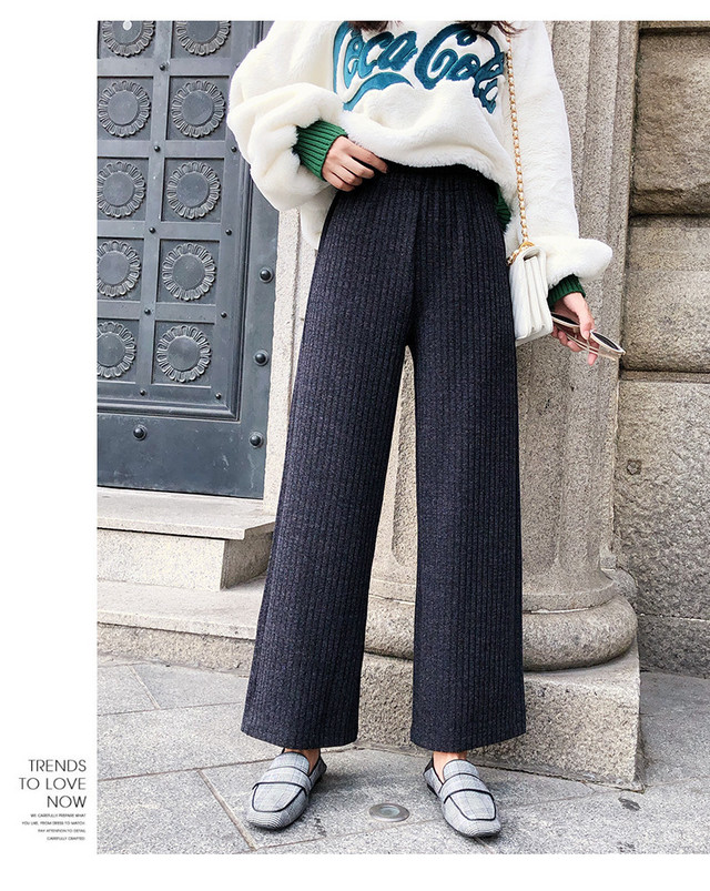 リブニットパンツ ワイドパンツ リブニット カラバリ 縦ライン パンツ ズボン 楽 ラフ 人気 流行り カジュアル オフィス デイリー フェミニン 綺麗めコーデ トレンド こなれ感 おしゃれデザイン デート お出かけ 秋冬コーデ 秋冬カラー 秋冬 Sugar Daystyle シュガー