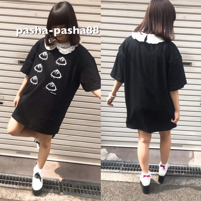 目目目tシャツ サブカル メンヘラ めんへら 瞳 黒t 原宿 Pashapash728