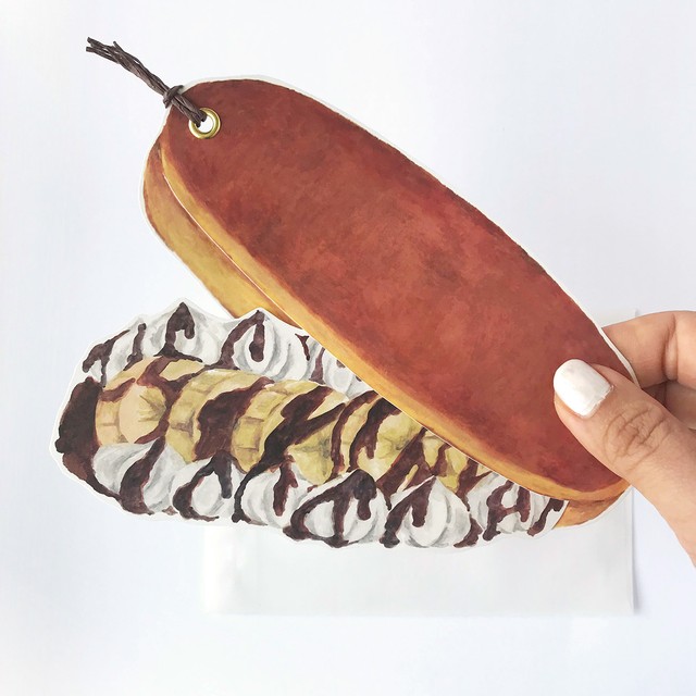 コッペパンカード チョコバナナクリーム パン袋 封筒 つき Figpolkadot