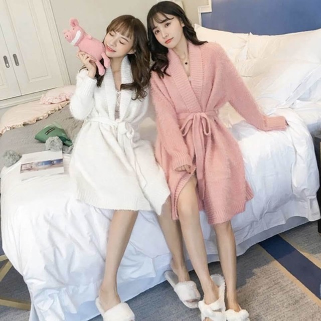 モヘア風もこもこガウン ルームウェア 全5色 Liliana