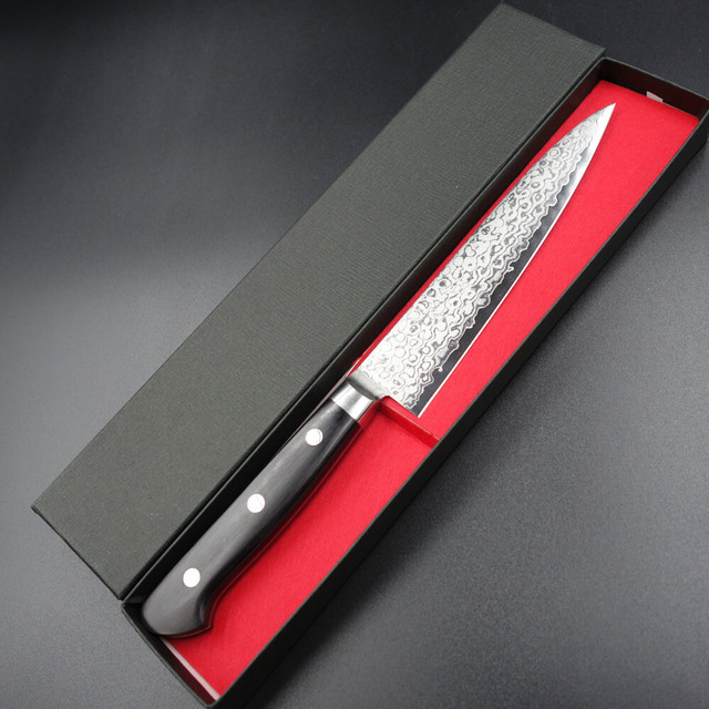 セール開催中 包丁 越前 仙助 ステンバナジュウム鋼 ダマスカス 三徳 黒 合板柄 万能 日本製 高級 プロ 両刃 かっこいい 万能 左利き 日本製 プレゼント ギフト 公式の Todomundo Org