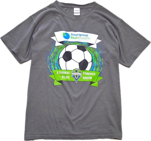 1点物 サッカーバックプリントtシャツusa古着ボーイズlメンズsレディースokアメカジ90sストリート スポーツmix半袖レトロ灰グレー 古着屋カチカチ 東京都北区 Jr王子駅前で実店舗展開中 通販もok Tokyo Japan