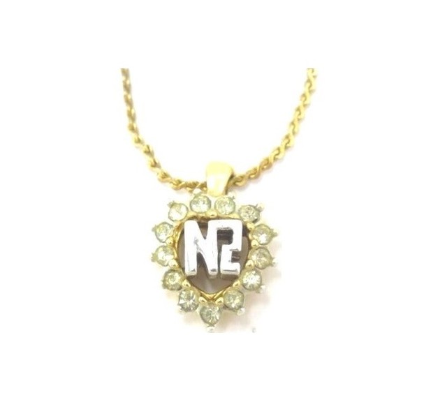 【中古品】【NINA RICCI】ニナリッチ ネックレス ハート型 ラインストーン NRロゴ ゴールド色 【送料無料】 | B-SELECT