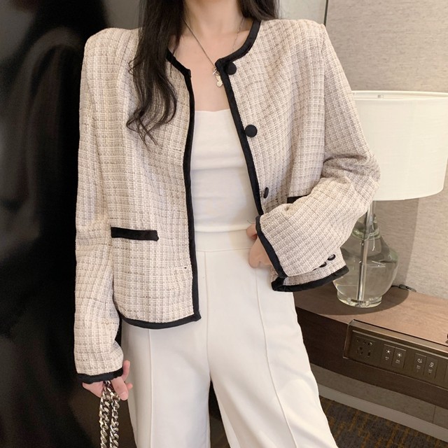 レディース レディス ノーカラー ジャケット ツイード ラメ フォーマル 無地 長袖 秋冬 ホワイト レッド ウッディーベース1号店