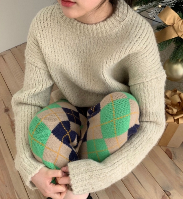 アーガイル ニットパンツ アーガイル柄 ニット Milkyjiji
