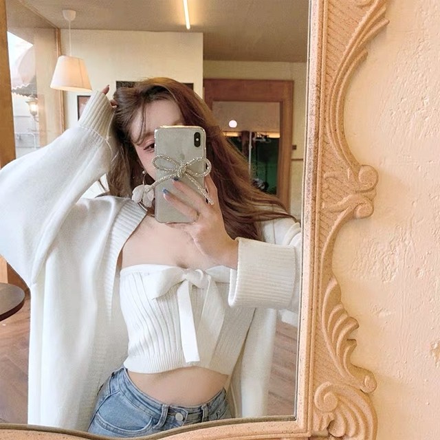 ribbon long cardigan 2peace