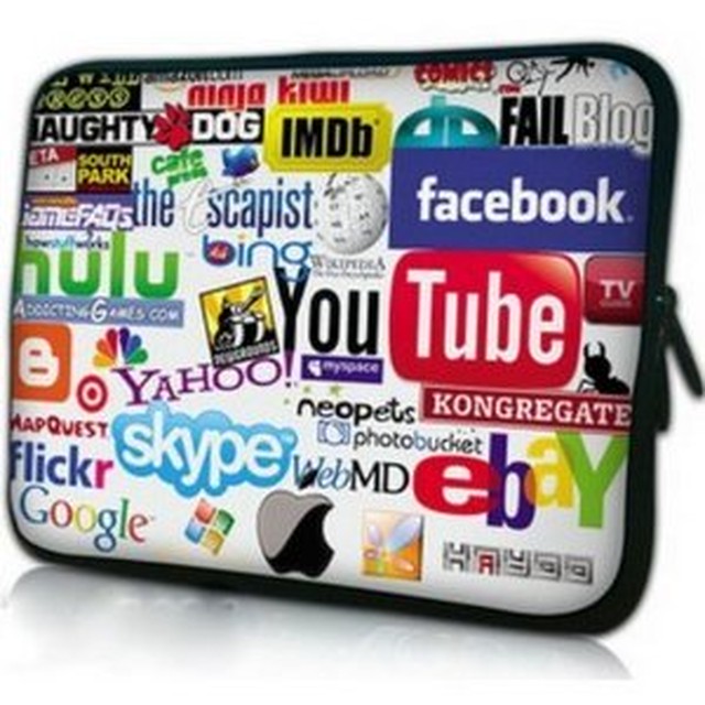 10インチ ノートpc Mac タブレット Ipad 防水 インナー ケース スリーブ Facebook Youtube Yahoo Google Skype等のロゴ柄 輸入雑貨 Dear Heart