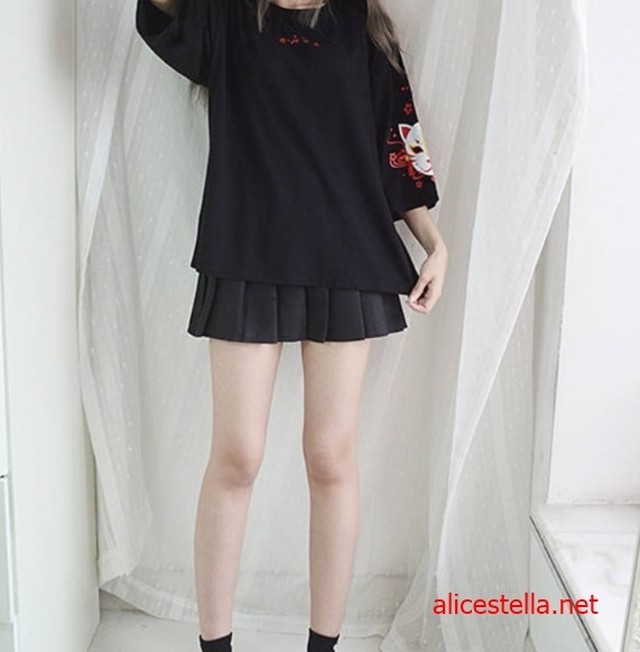 日本 原宿 女性 Tシャツ ヴィンテージ プリント 黒 Tシャツ 韓国 韓国ファッション Us Alicestella
