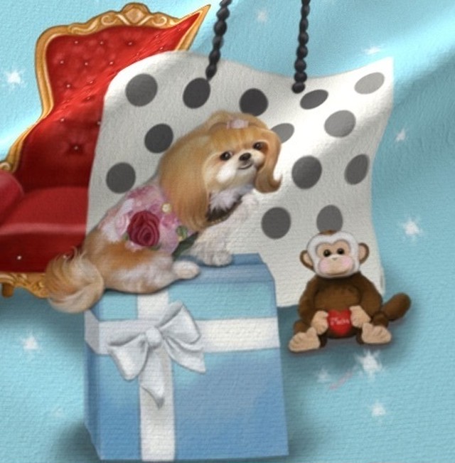 New 犬 犬柄 シーズー フランスのモカ 輸入生地 生地 Richrichy