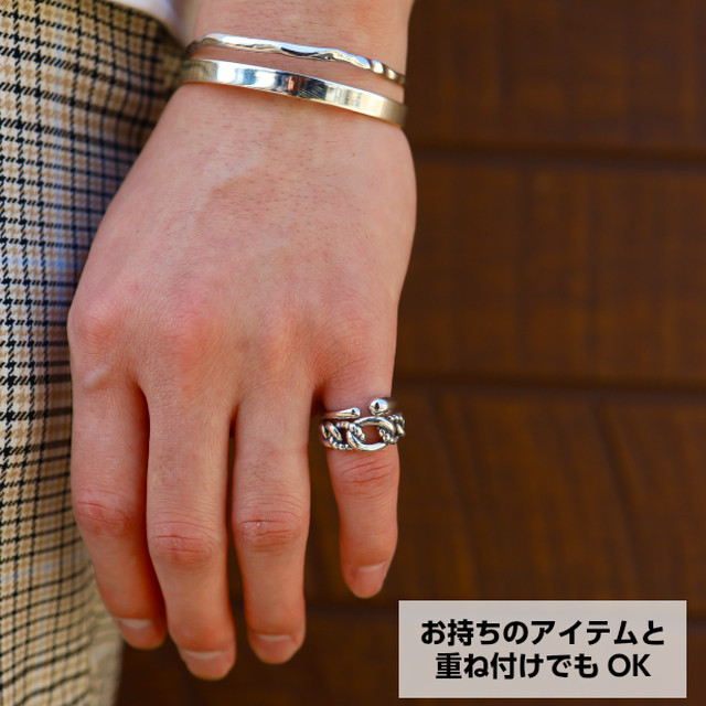 シルバー925 ピンキーリング メンズ チェーン リング ツイスト ねじり ひねり 燻し加工 リング いぶし シルバーリング ピンキー リング 指輪 Abalent