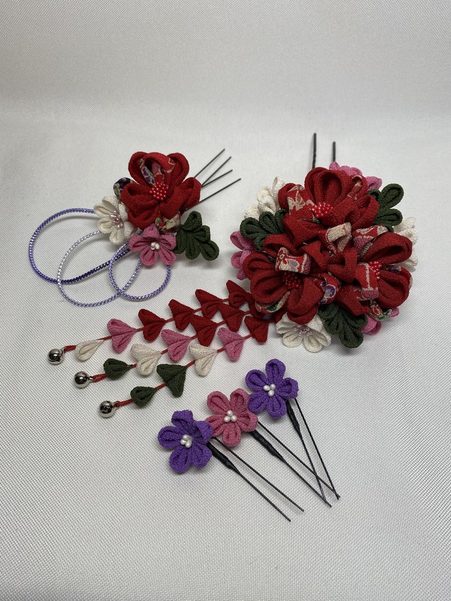 つまみ細工 和装髪飾り つまみ細工 花花