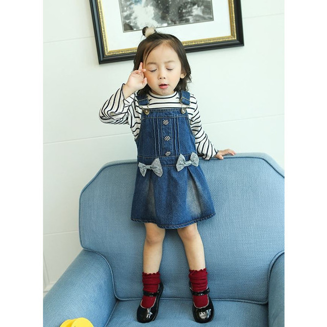デニムワンピース 韓国子供服 キッズ 女の子 ワンピース デニム リボン ジャンパースカート ジーンズ オーバーオール サロペット スカート Cocoarum