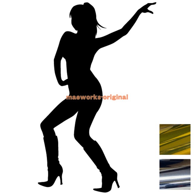 金銀メッキカラー セクシー ステッカー 女性シルエット カッティングステッカー 車 バイク ヘルメット ツールボックス マエワークスオリジナル Sexy シール Sl I04ｍ Maeworks