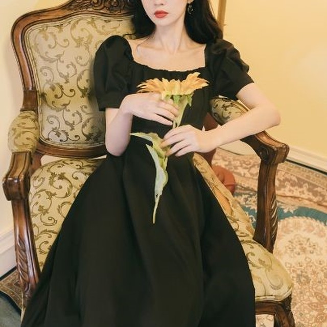 ロングワンピース ワンピ 韓国 コーデ きれいめ 40代 30代 黒 マキシ丈 ロング丈 半袖 無地 Aライン およばれ 春夏 おしゃれ 大人 代 50代 ゆったり 体型カバー カジュアル Dress Plaatje