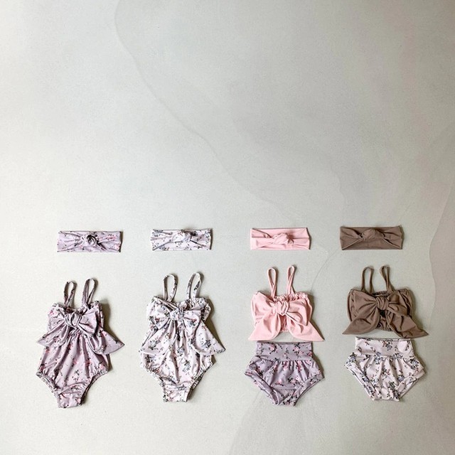 送料無料 種類 女の子 リボン クラシック フラワー 花柄 水着 ヘアバンド付 スイムウェア ガール 赤ちゃん ベビー キッズ ワンピース水着 ワンピースタイプ ビキニ 韓国 ナチュラル La Preference