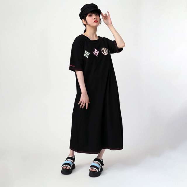 【FLOWER by RADIO EVA 021】EVA Big Monogram Neon T-Shirt Dress BLACK / EVANGELION エヴァンゲリオン