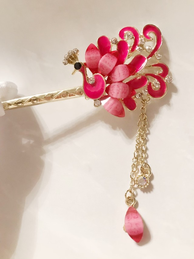 かんざし 浴衣 髪飾り フラワーピンク K 009 キラキラかんざし Ejewelry ブライダルジュエリー ウェディングアクセサリー