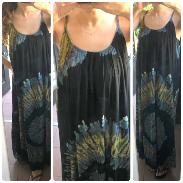 Sale タイダイ染めマキシ丈キャミ ワンピース ブラック Far Out