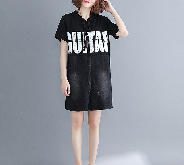 大きいサイズ レディース 異素材デニム切り替えパーカーワンピース 半袖 春夏 大きいサイズ 送料無料 レディース通販店 ｋｅｃｃｈi 静岡 Base売り場