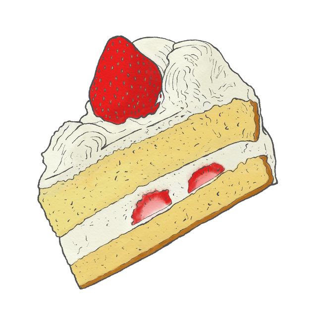 苺のショートケーキのイラストのアクリルキーホルダー 絵描きのraddieyのお店