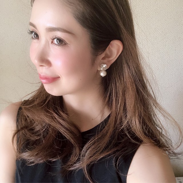 【イヤリング】人気イヤリング大粒スワロフスキー&ホワイトコットンパールイヤリングアクセサリー