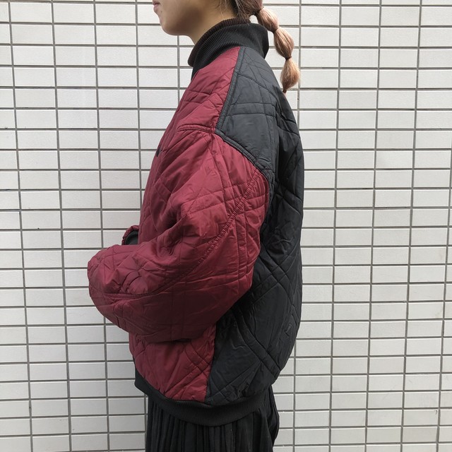 最高なリバーシブル Nike ナイキ 中綿ナイロンジャケット 黒 ボルドー 高円寺古着 Slat Albatross Vintage
