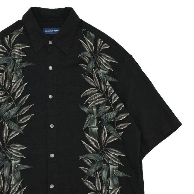 JOHN ASHFORD bamboo border pattern aloha shirt