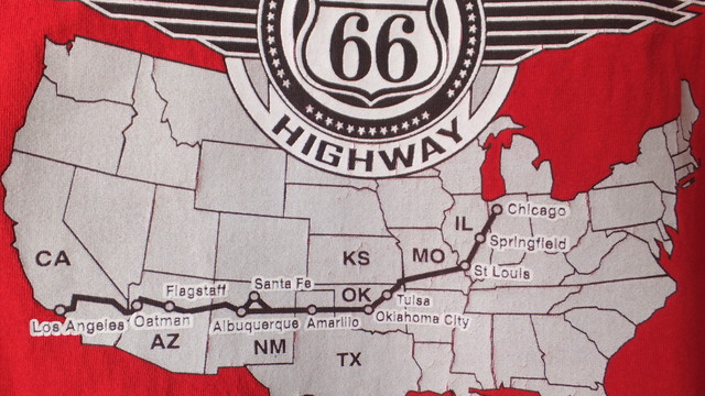 ルート66 アメリカの国道66号線 Tシャツ 両面プリント 赤 表示サイズxl 日本サイズ概ねxl程度 Dankeman