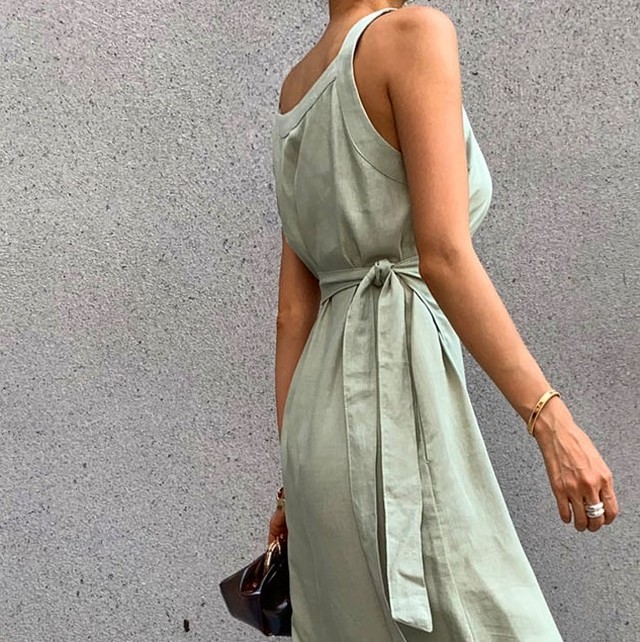 送料無料 2色 ラップワンピース ラップデザイン ラップワンピ ノースリーブワンピース ロングワンピース ロング丈 ハイウエスト 脚長効果 りぼん リボン ウエストマーク Iライン フィット タイト スリム サマーワンピース リゾート リゾートワンピース リゾートドレス