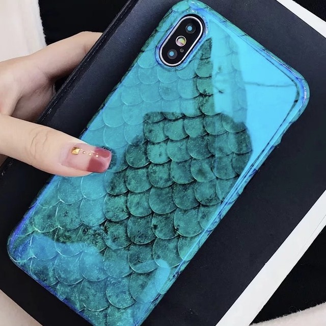 即納 送料無料 Iphone7 8マーメイドウロコ風柄 エメラルドグリーンiphoneケース ソフトケース Iphone7 8 X Xs対応 Usagi Case ウサギケース 韓国iphoneケース通販