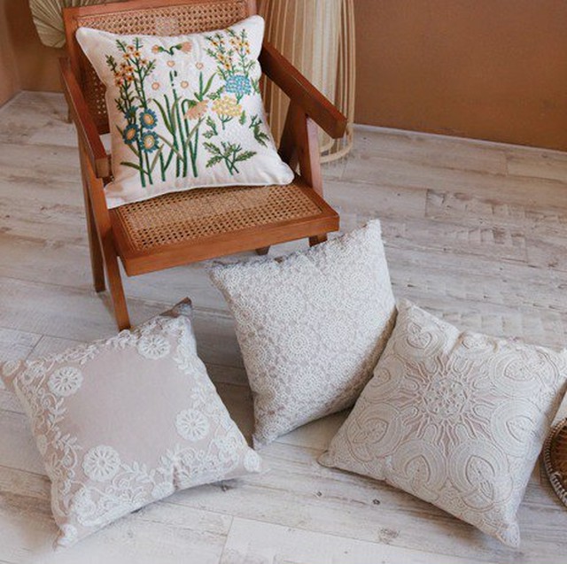 クッションカバー 刺繍 インテリア シンプル ナチュラル 45cm 45cm クッション カバー クッションカバー 刺繍 インテリア シンプル ナチュラル 45cm 45cm クッション カバー Leaflower 001 リーフラワー レディースファッション専門店