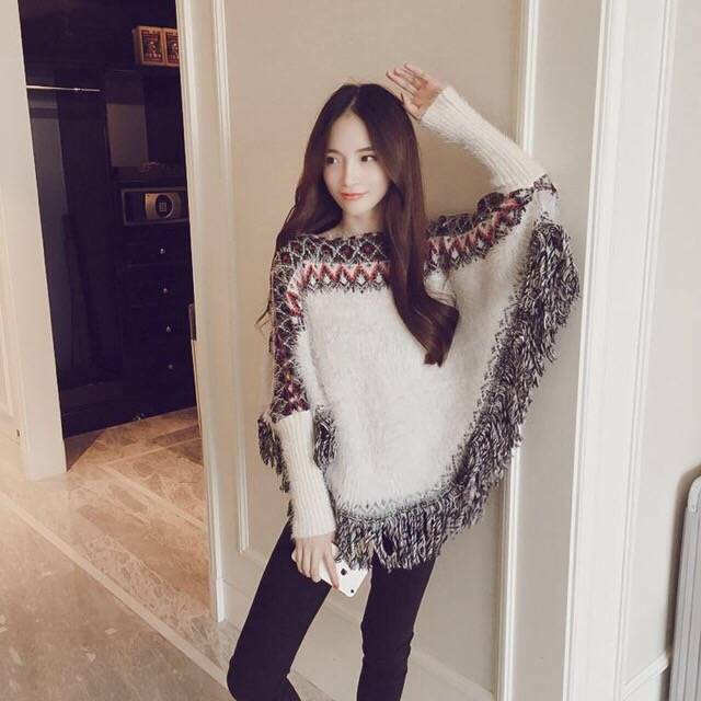 秋 冬 ニット セーター ポンチョ ケープ フリンジ ドルマンスリーブ カジュアル オシャレ 大人可愛い トップス Ma0991 Brutal Beauty Fashionstore レディース ウェア オススメ コーデ 通販