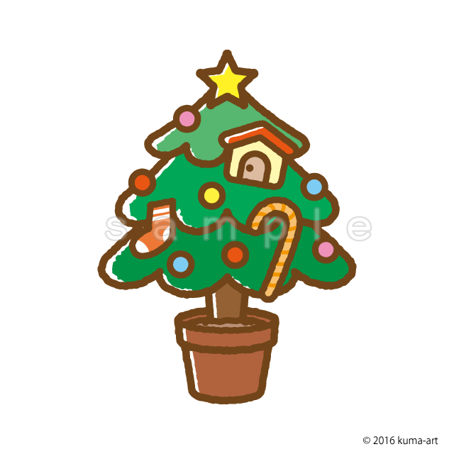 クリスマスツリー K058 Ai イラストショップくま 商用利用okのかわいいイラストのフリー素材がたくさん