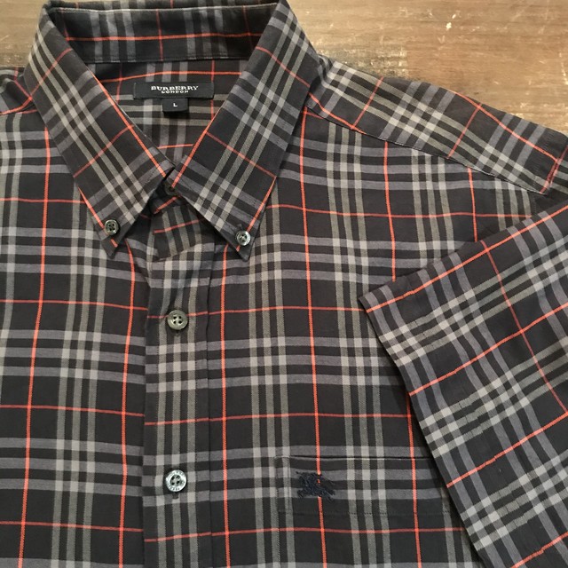 Burberry 半袖 ネイビー チェックシャツ L バーバリー Burberrys ノバチェック Used Clothing Creep 古着屋 藤沢 湘南 江ノ島 江の島 鎌倉