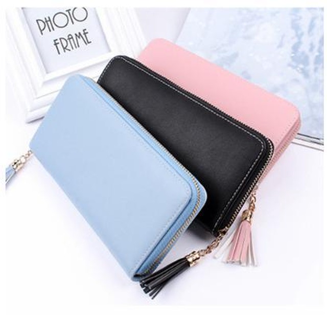 長財布 財布 大容量 バイカラー スマホ 薄い レディース 人気 おすすめ ウォレット ロングウォレット Iphoneケース 携帯ケース ストラップ付き パステルカラー オシャレ 可愛い カード入れ 小銭 シンプル レザー 新色 ブラック 圧倒的カワイイを作る Cherry Miu