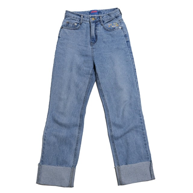 【Crudely Hommes】Rainbow Embroidery Logo Straight Denim