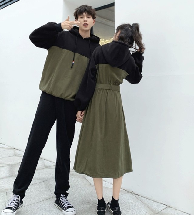 カップルコーデにも パーカードッキングワンピース Tsumugustore