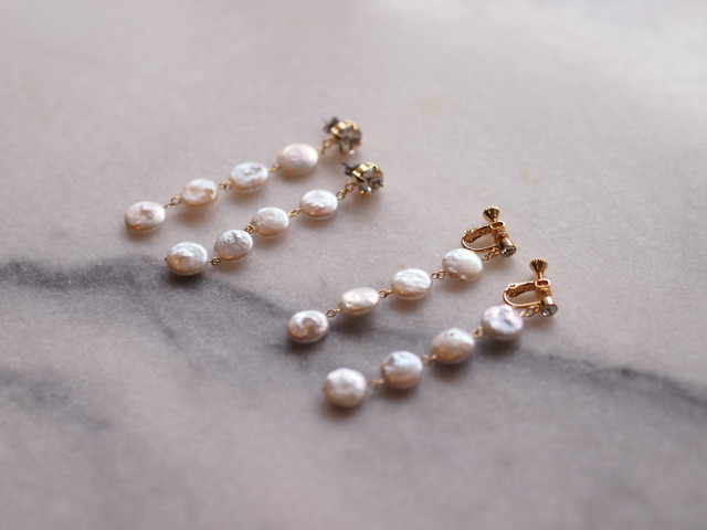 Calin Mini 淡水パール イヤリング Trinityg