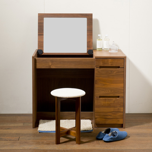 2way Classe ベレット ドレッサーデスク 鏡台 幅90 木製 オーク ウォールナット ブラウン 北欧 ナチュラル おしゃれ ミラー 大川家具 Natural Furniture Collection