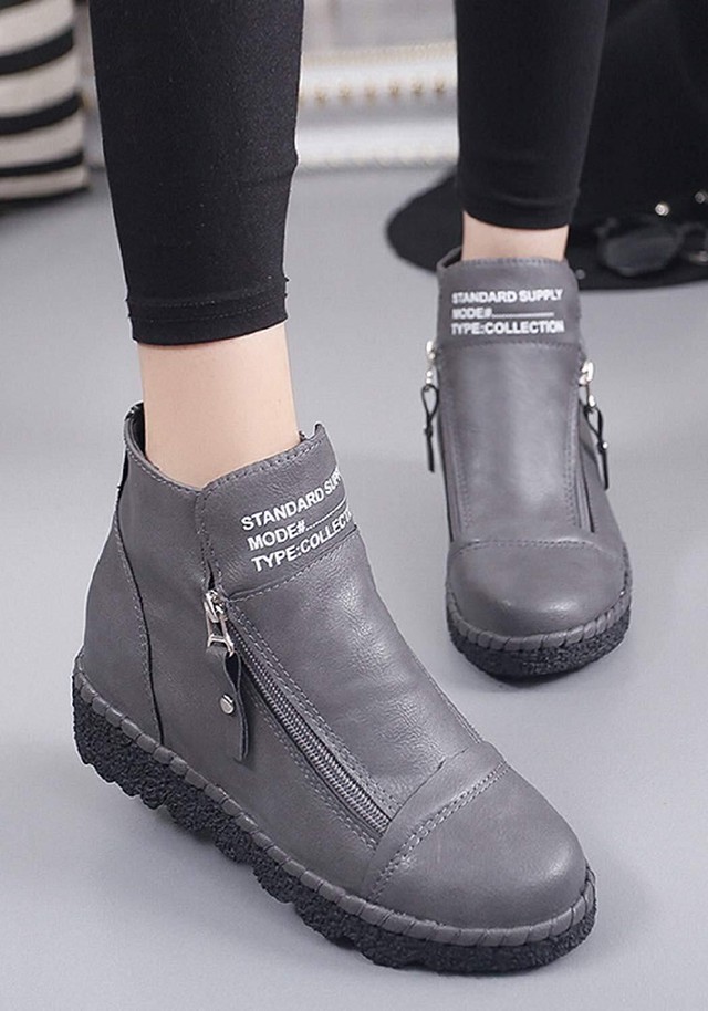 ハイカット 厚底 インヒール レザー ロゴ スニーカー レディース サイド ジップ 3色 ブラック ブラウン グレー Ariete Select Base店