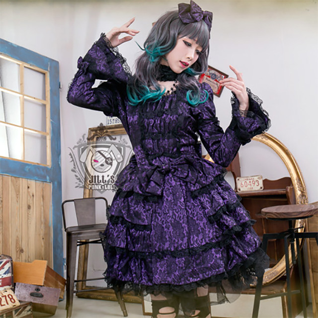 ゴスロリ ワンピース 服 スカート ロリータワンピース ロリータファッション ロリータドレス Lolita ゴシックロリータ パンクファッション パンク ロック ヴィジュアル系 レディース T001 Haln0328 胡蝶の夢 舞台衣装 ゴスロリ 専門店