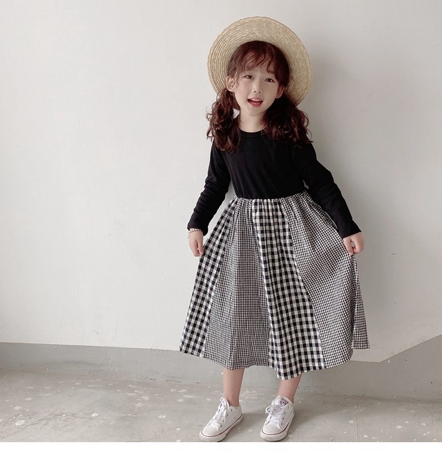 ワンピース 韓国子供服 ドッキングワンピース 子供 ギンガムチェック マキシワンピース キッズ ドレス ロングワンピース チェック パッチワーク 双子 姉妹 お揃い おそろい リンク コーデ 人気 おすすめ かわいい 可愛い おしゃれ オシャレ プレゼント 贈り物 ギフト 誕生