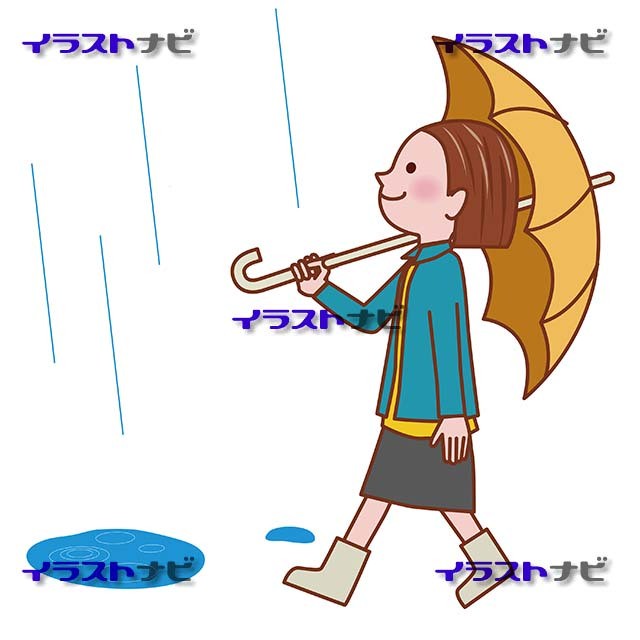 傘をさす女の子ポップ イラストナビ