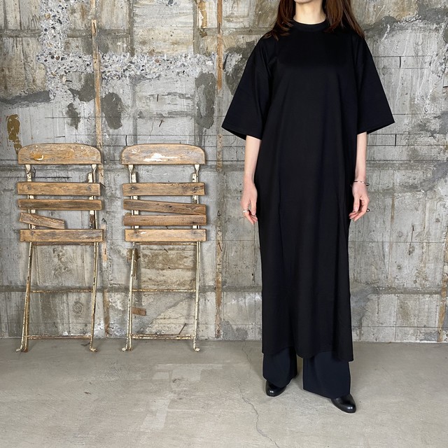 Hyke ハイク Short Slv Dress Big Fit Black Glamour Online