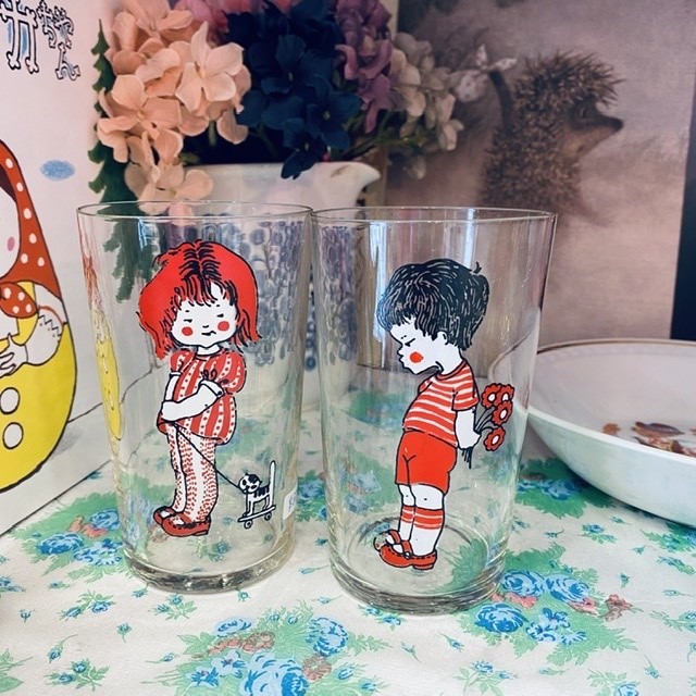 ロシア 子供 グラス コップ ガラス ビンテージ ソ連 マトリョーシカ クルブニーカ